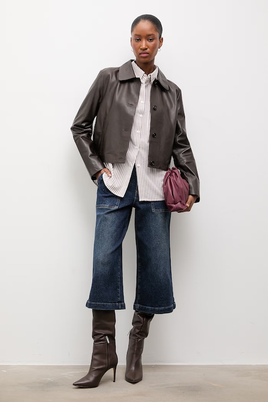 Answear.LAB koszula z dodatkiem lnu A25-61.fjk brązowy WS26