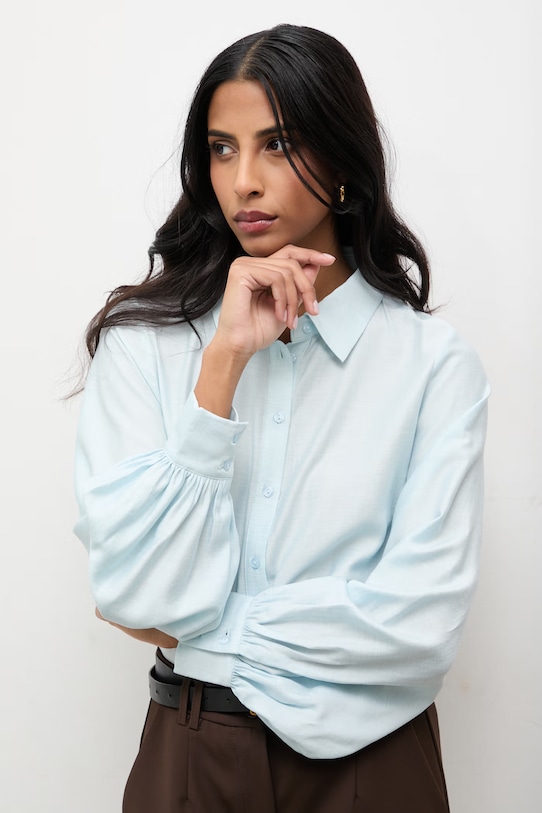 Answear.LAB koszula z domieszką wełny regular niebieski 971404.hak