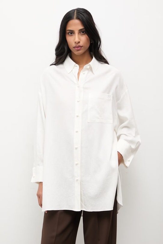 Answear.LAB koszula z dodatkiem lnu 971397.hak biały WS26
