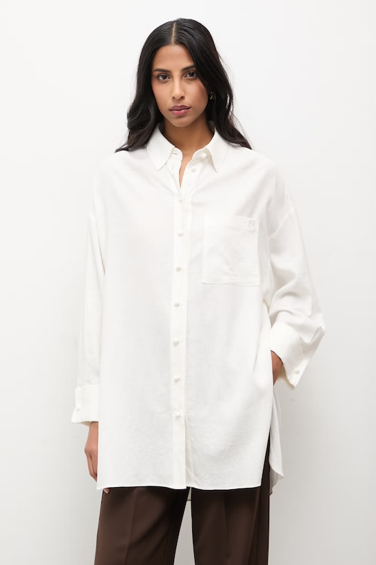 Answear.LAB koszula z dodatkiem lnu 971397.hak biały WS26