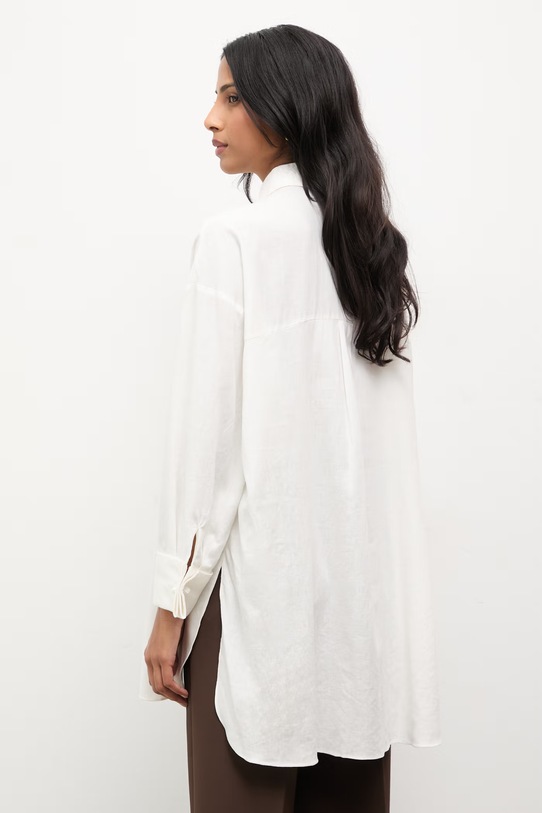 Odzież Answear.LAB koszula z dodatkiem lnu 971397.hak biały