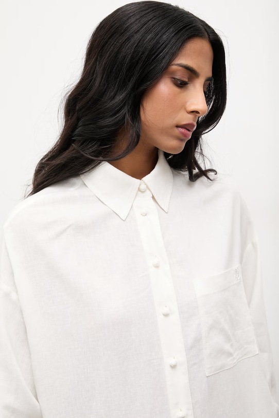 Answear.LAB koszula z dodatkiem lnu biały 971397.hak