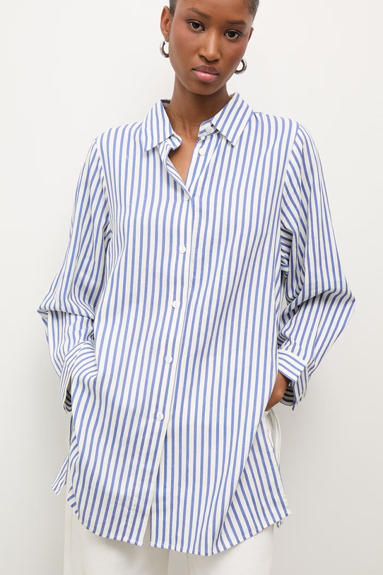 Answear.LAB koszula damska z lnem niebieski PK9183