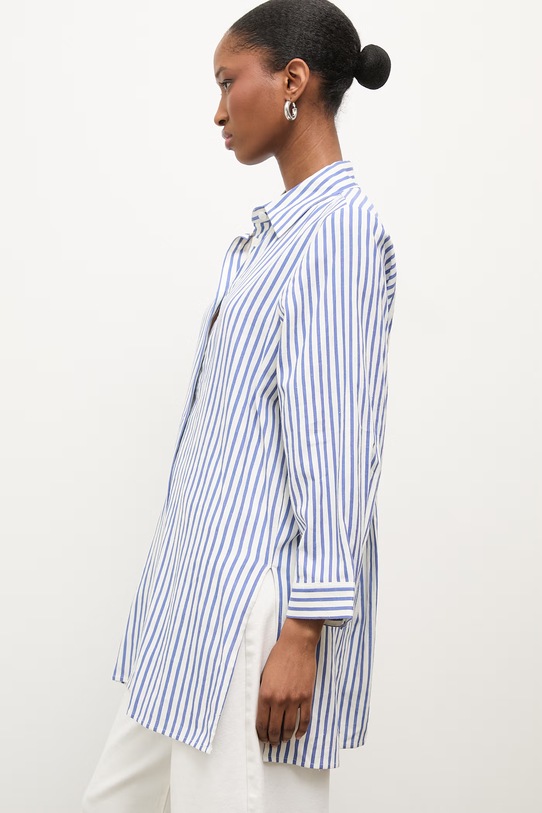 Answear.LAB koszula damska z lnem PK9183 niebieski