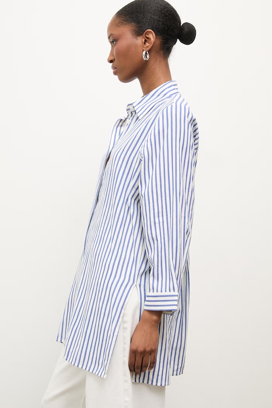 Answear.LAB koszula damska z lnem PK9183 niebieski