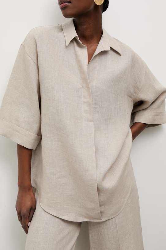 Answear.LAB koszula damska lniana GM0747 beżowy WS26