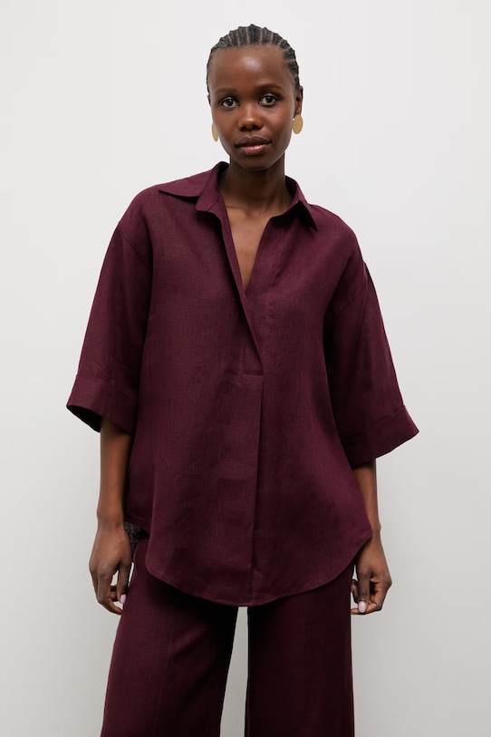 Answear.LAB koszula damska lniana GM0747 bordowy WS26