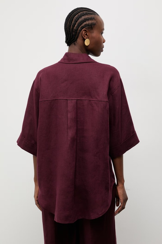 Odzież Answear.LAB koszula damska lniana GM0747 bordowy