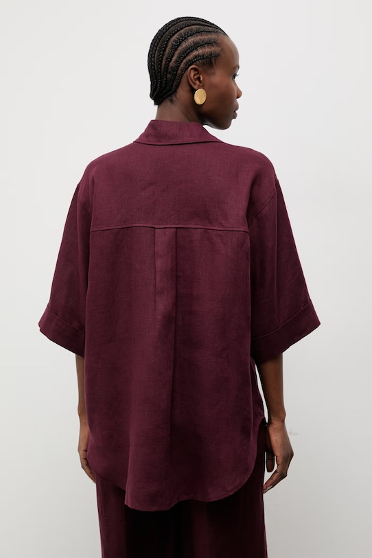 Odzież Answear.LAB koszula damska lniana GM0747 bordowy