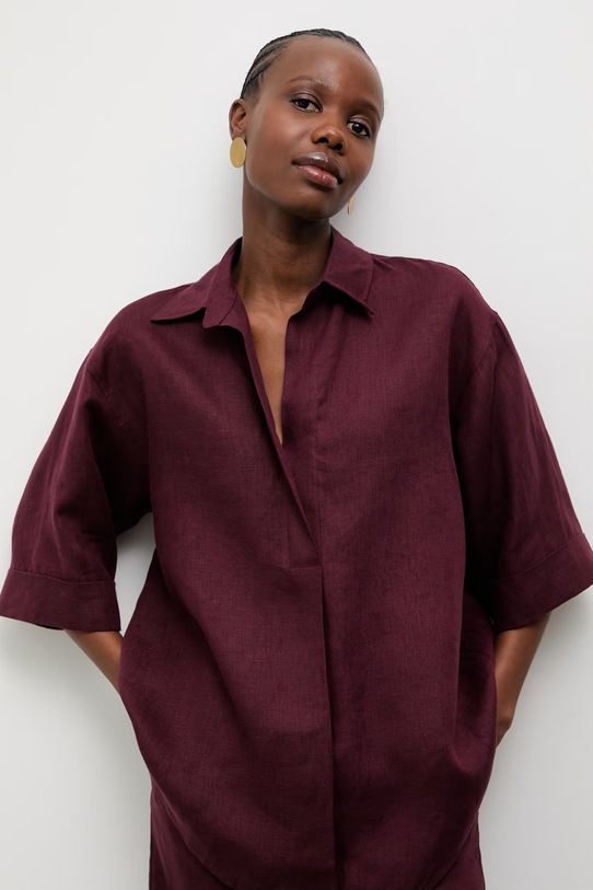 Answear.LAB koszula damska lniana bordowy GM0747