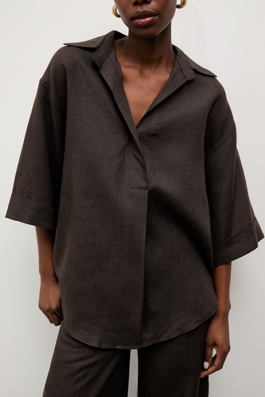 Answear.LAB koszula damska lniana brązowy GM0747