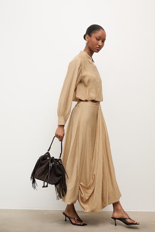 Answear.LAB koszula damska z lyocellem cm388.iak beżowy WS26