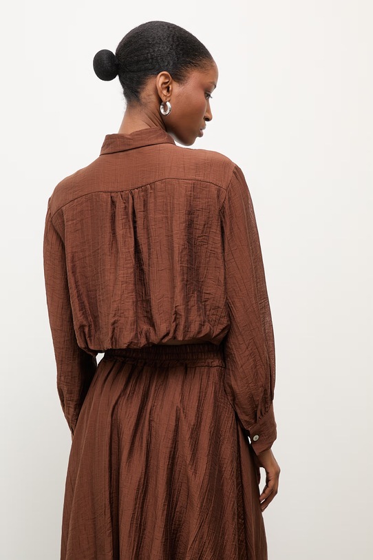 Odzież Answear.LAB koszula damska z lyocellem cm388.iak brązowy