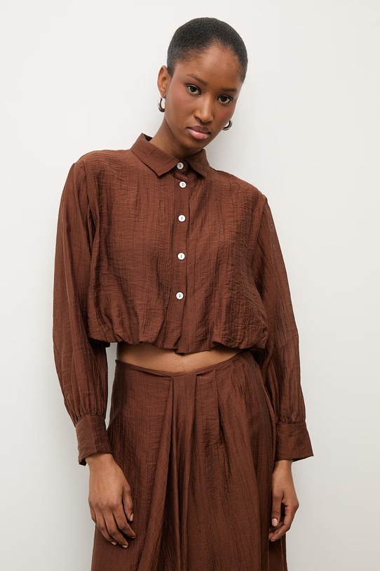 Answear.LAB koszula damska z lyocellem brązowy cm388.iak