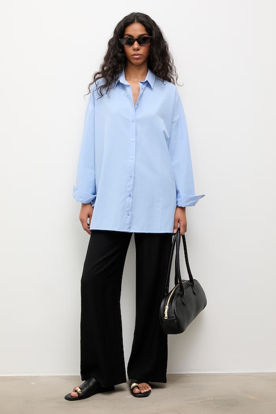 Answear.LAB koszula damska bawełniana WS26-KDD038 niebieski WS26