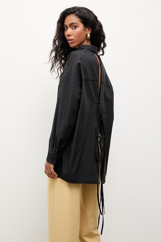 Answear.LAB koszula damska bawełniana czarny WS26-KDD038