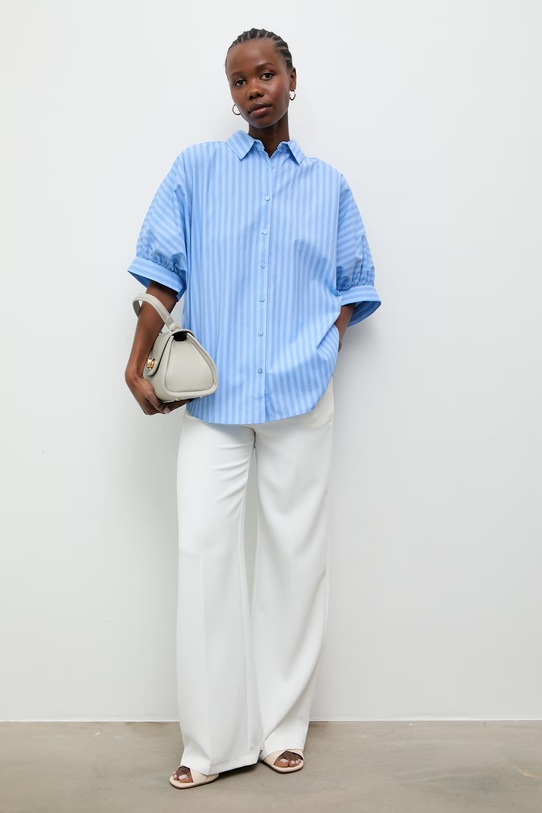 Answear.LAB koszula damska z bawełną kdd01A.sng.ok niebieski WS26