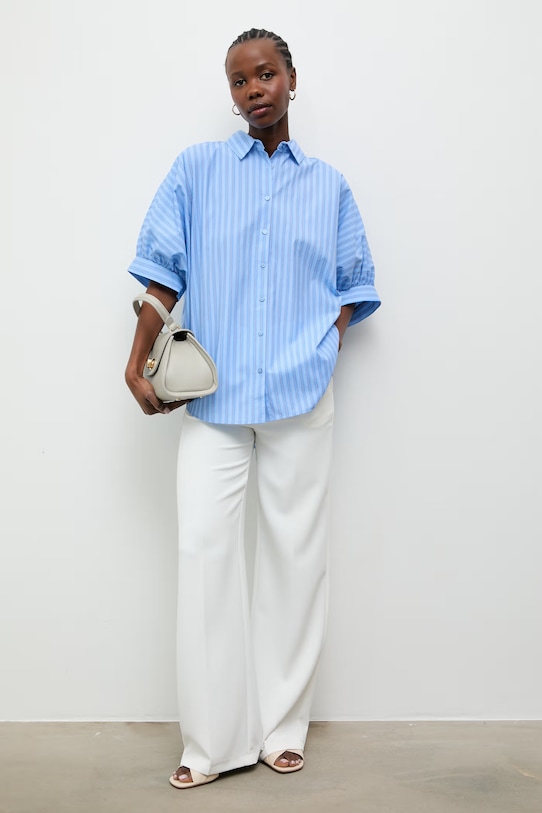 Answear.LAB koszula damska z bawełną kdd01A.sng.ok niebieski WS26