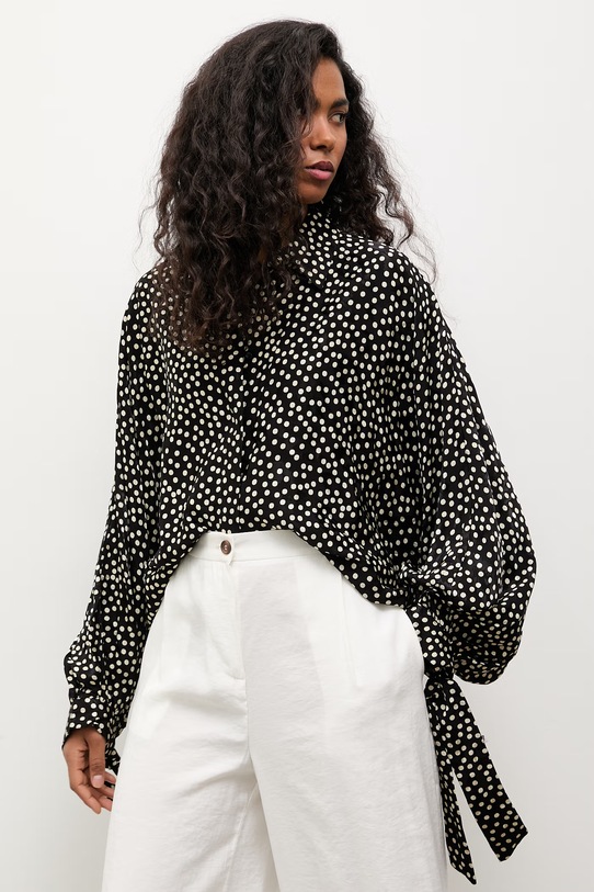 Answear.LAB bluzka koszulowa damska z wiskozą czarny WS26-KDD040