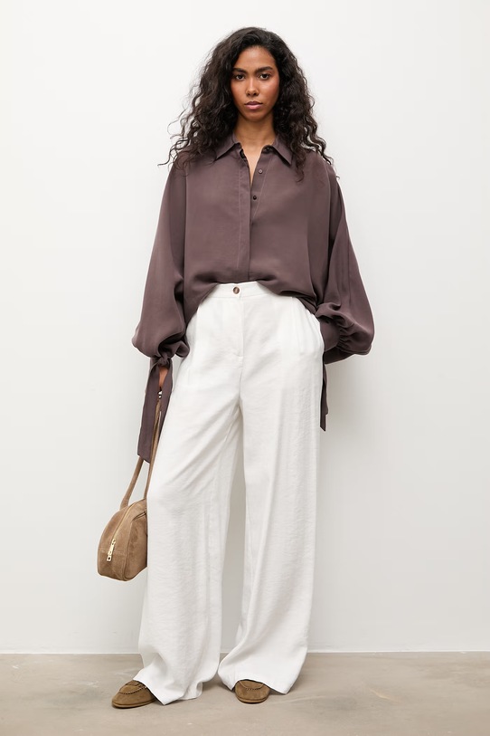 Answear.LAB koszula damska z modalem brązowy WS26-KDD043