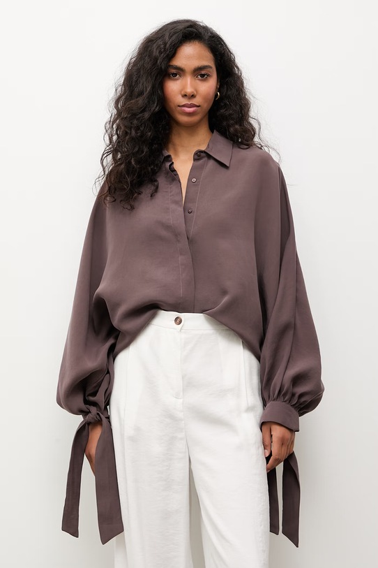 Answear.LAB koszula damska z modalem brązowy WS26-KDD043