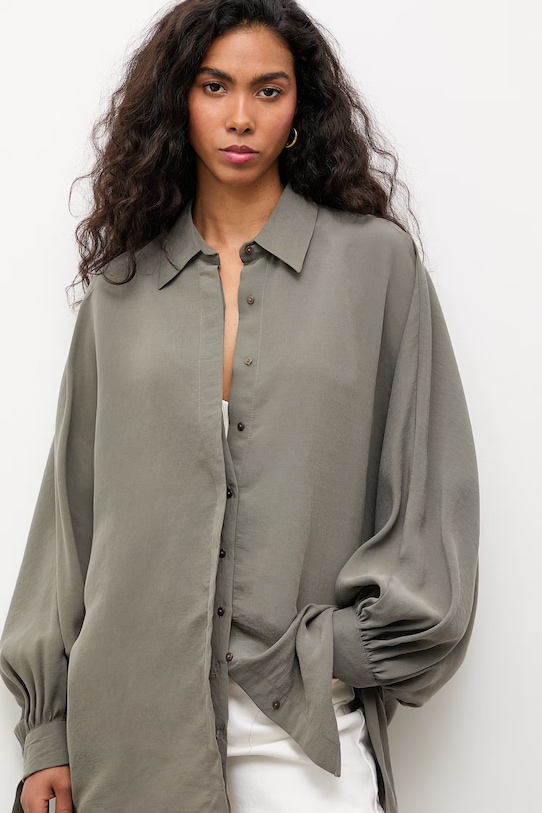 Answear.LAB koszula damska z modalem zielony WS26-KDD043
