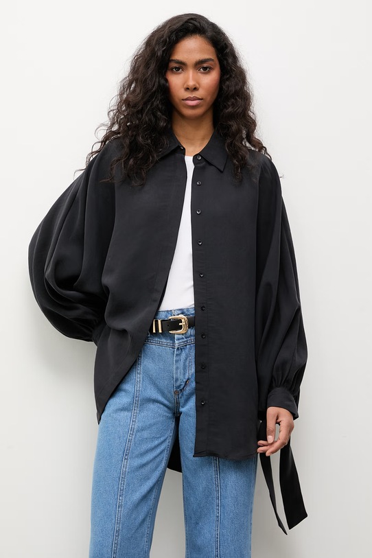 Answear.LAB koszula damska z modalem czarny WS26-KDD043