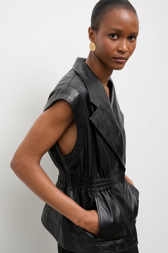 Answear.LAB bezrękawnik skórzany NIVA z kolekcji Unscripted czarny WS26-KMD000