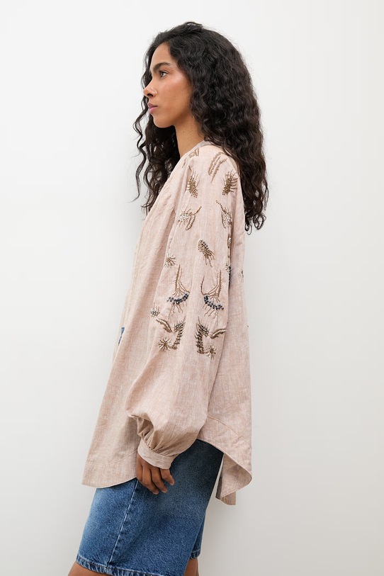 Odzież Answear.LAB marynarka damska z lnem WS26-KMD001 beżowy