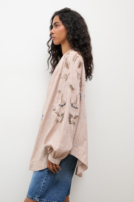 Odzież Answear.LAB marynarka damska z lnem WS26-KMD001 beżowy