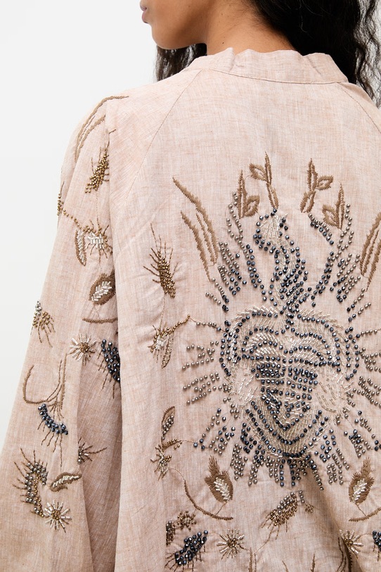 Answear.LAB marynarka damska z lnem WS26-KMD001 beżowy