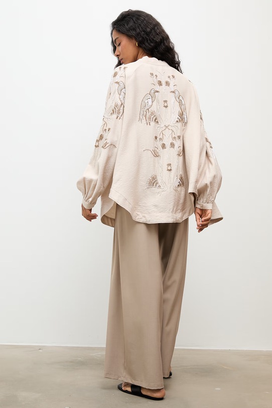 Odzież Answear.LAB marynarka damska z wiskozy WS26-KMD002 beżowy