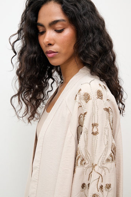 Answear.LAB marynarka damska z wiskozy beżowy WS26-KMD002