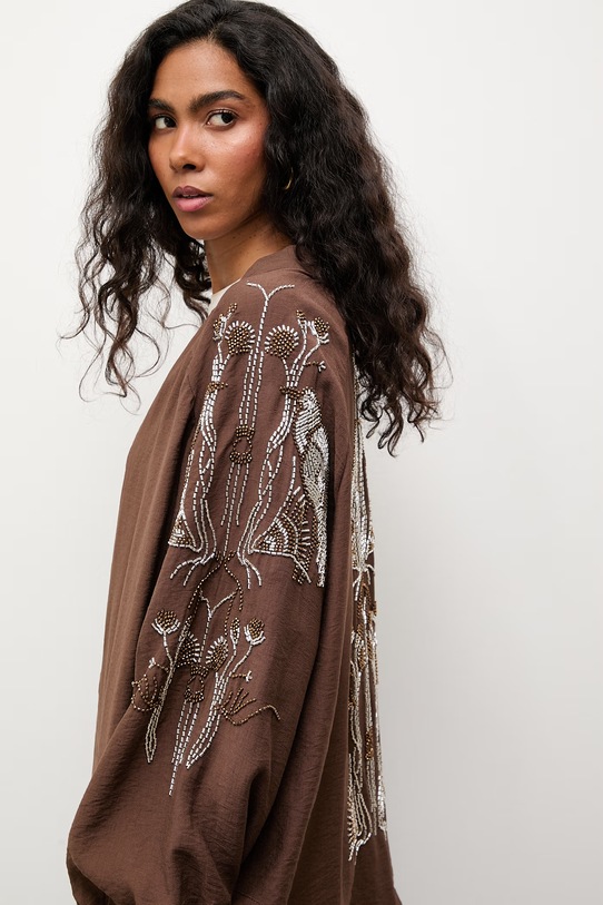 Answear.LAB marynarka damska z wiskozy WS26-KMD002 brązowy