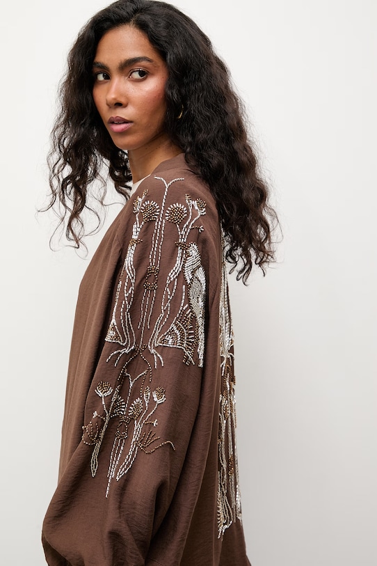 Answear.LAB marynarka damska z wiskozy WS26-KMD002 brązowy