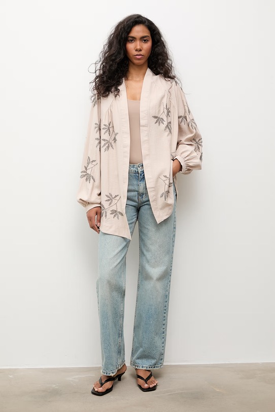 Answear.LAB marynarka damska z wiskozy WS26-KMD003 beżowy WS26