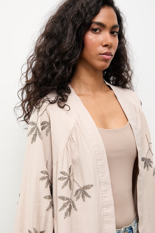 Answear.LAB marynarka damska z wiskozy beżowy WS26-KMD003