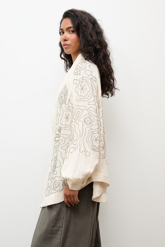 Answear.LAB marynarka damska z lnem WS26-KMD004 beżowy