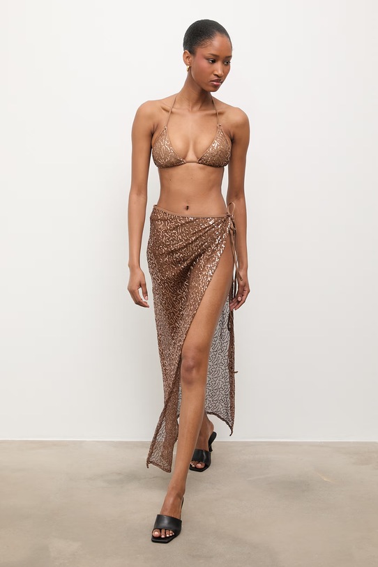 Answear.LAB Strój kąpielowy dwuczęściowy i pareo damski brązowy WS26-KOD002