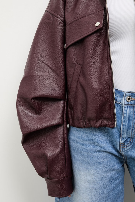 Answear.LAB kurtka oversize damska CV2199-29.fjk bordowy