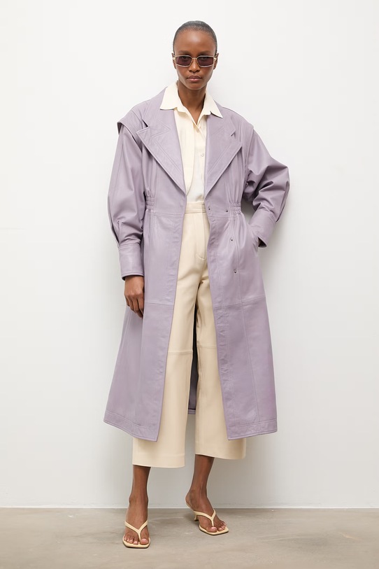 Answear.LAB płaszcz skórzany NINA z kolekcji Unscripted WS26-KPD003 fioletowy WS26