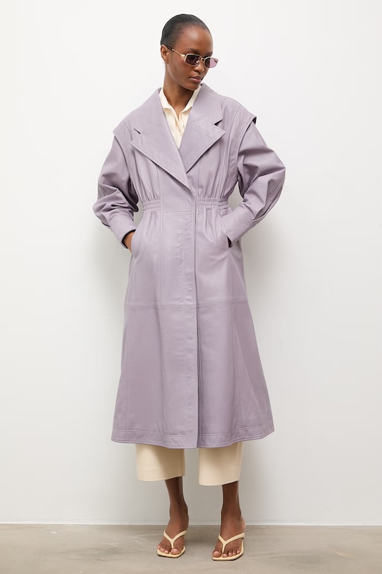 Answear.LAB płaszcz skórzany NINA z kolekcji Unscripted fioletowy WS26-KPD003