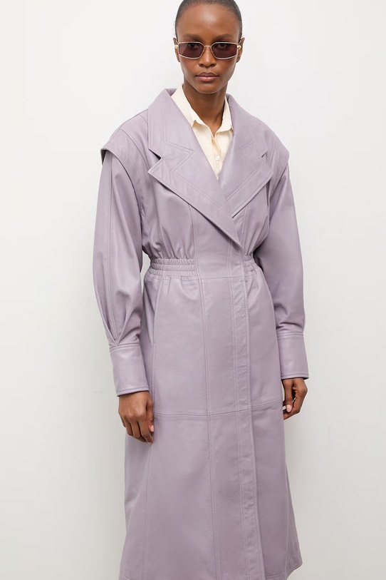 Answear.LAB płaszcz skórzany NINA z kolekcji Unscripted WS26-KPD003 fioletowy
