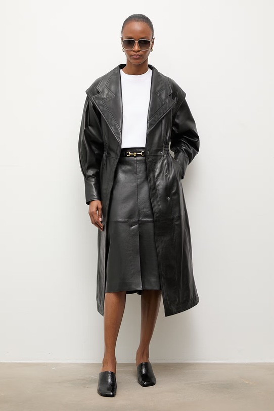 Answear.LAB płaszcz skórzany NINA z kolekcji Unscripted WS26-KPD003 czarny WS26