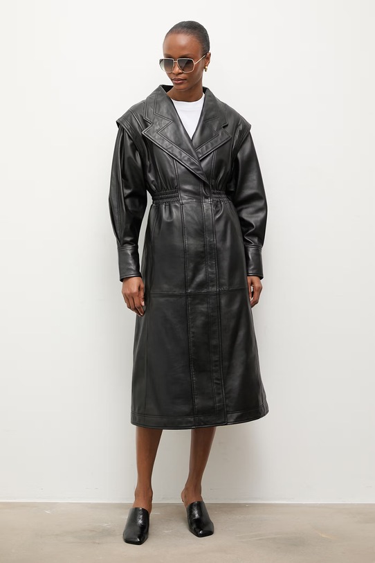 Answear.LAB płaszcz skórzany NINA z kolekcji Unscripted czarny WS26-KPD003