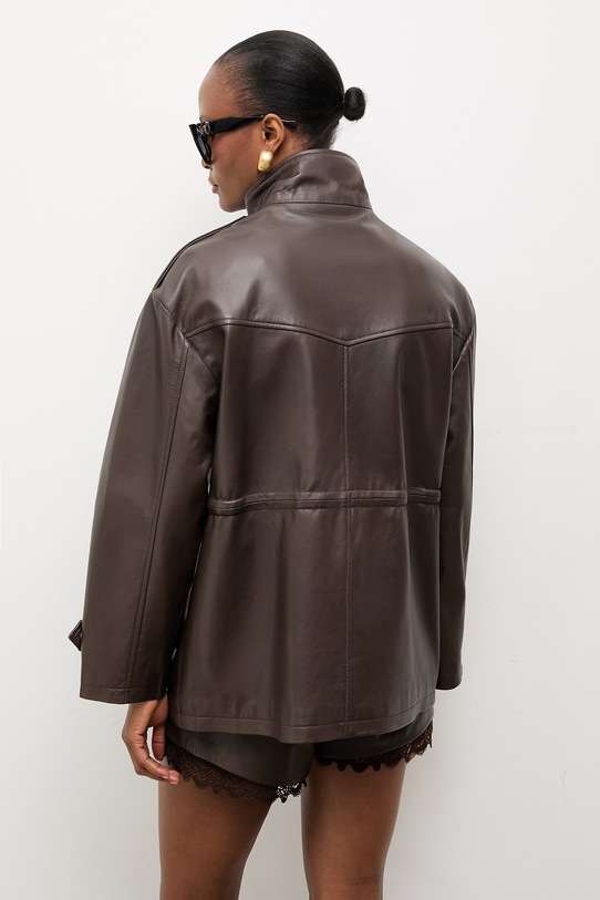 Odzież Answear.LAB kurtka damska skórzana z kolekcji Unscripted WS26-KUD016 brązowy
