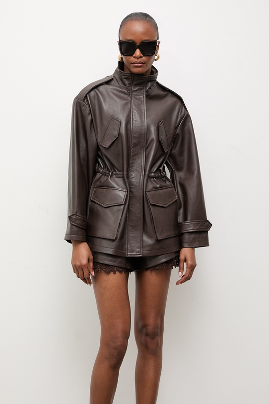 Answear.LAB kurtka damska skórzana z kolekcji Unscripted brązowy WS26-KUD016