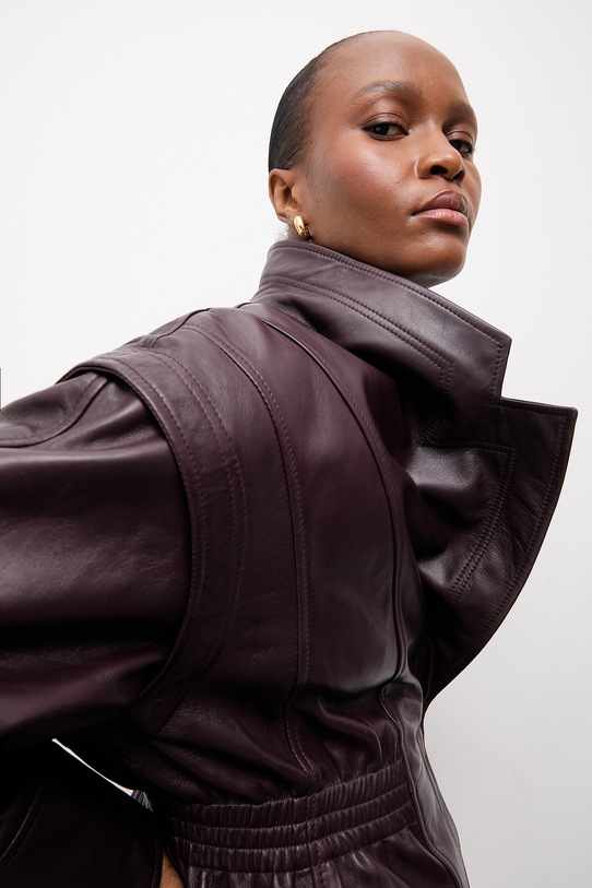 Answear.LAB kurtka skórzana NOOR z kolekcji Unscripted WS26-KUD017 bordowy