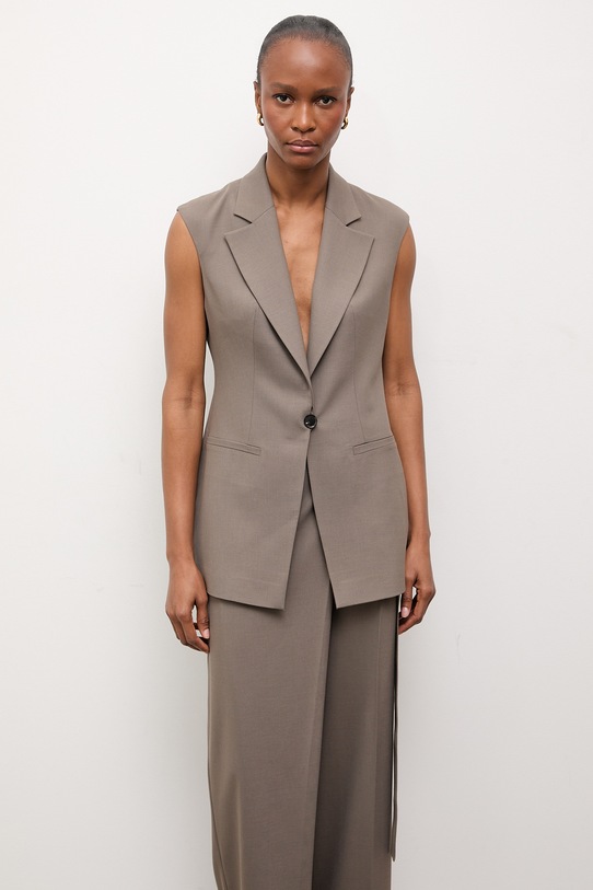 Answear.LAB kamizelka jednorzędowa damska zielony WS26-KZD005