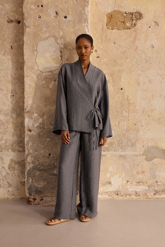 Answear.LAB marynarka damska z lyocellem tkanina niebieski 34543.tok